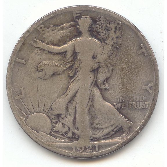 1921-S Walking Liberty Half Dollar, Full 4-Digit Date, VG Details