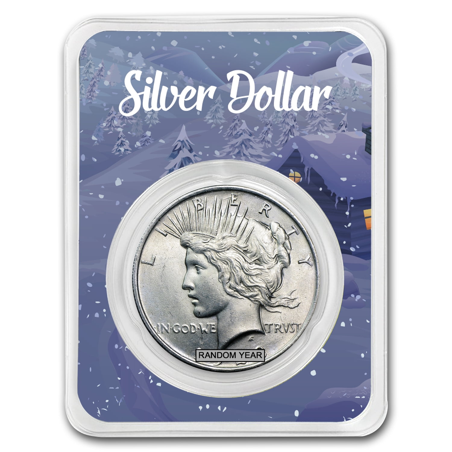 U.S. MINT 1922-1935 Peace Silver Dollar BU - w/Happy Holidays Card