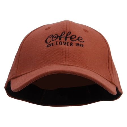 1922 Coffee Lover Embroidered Stretch Heavy Weight Brushed Cotton Fitted Cap - Red S-M