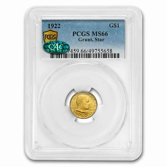 1922 Gold $1.00 Grant w/Star MS-66 PCGS CAC