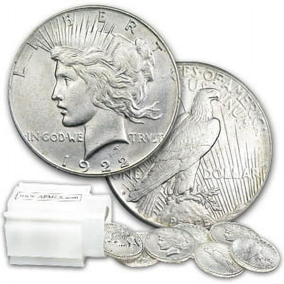 1922-S Peace Silver Dollars BU (20-Coin Roll)