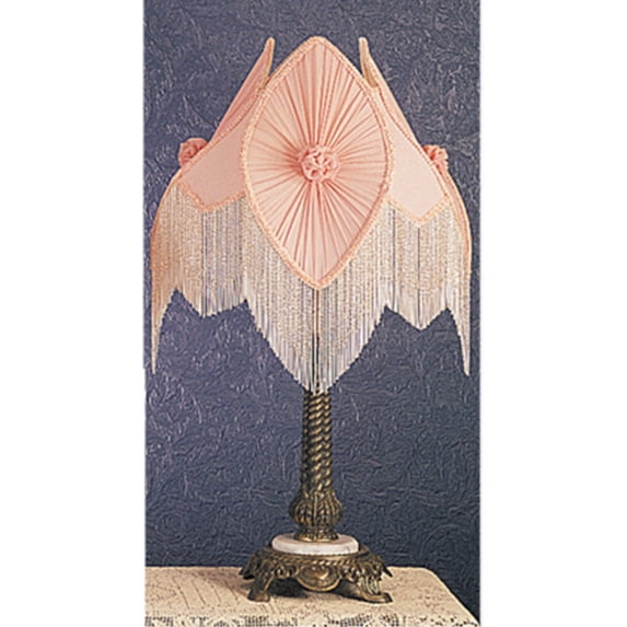 19227 Meyda 28"H Fabric & Fringe Pink Pontiff Table Lamp