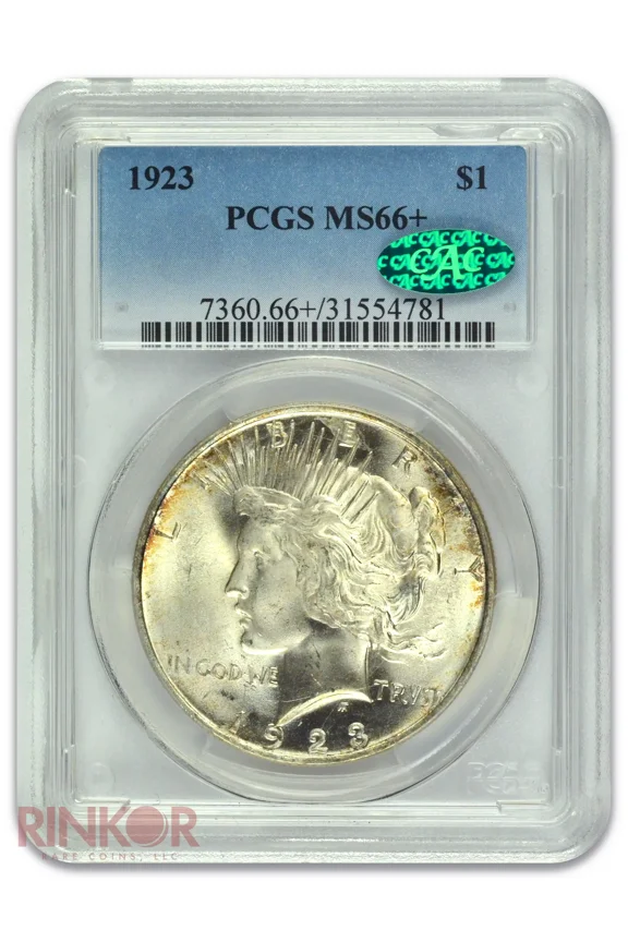 1923 $1 Peace Dollar PCGS MS 66+ CAC
