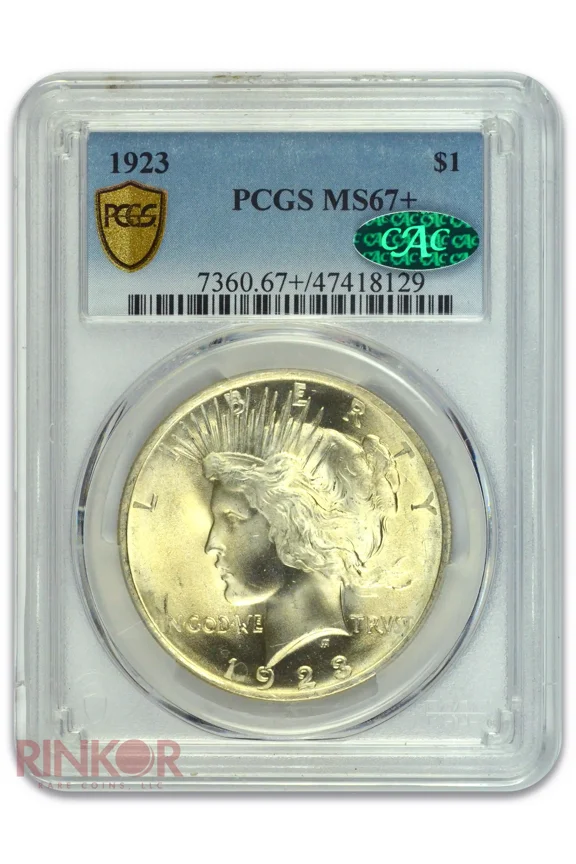 1923 $1 Peace Dollar PCGS MS 67+ CAC