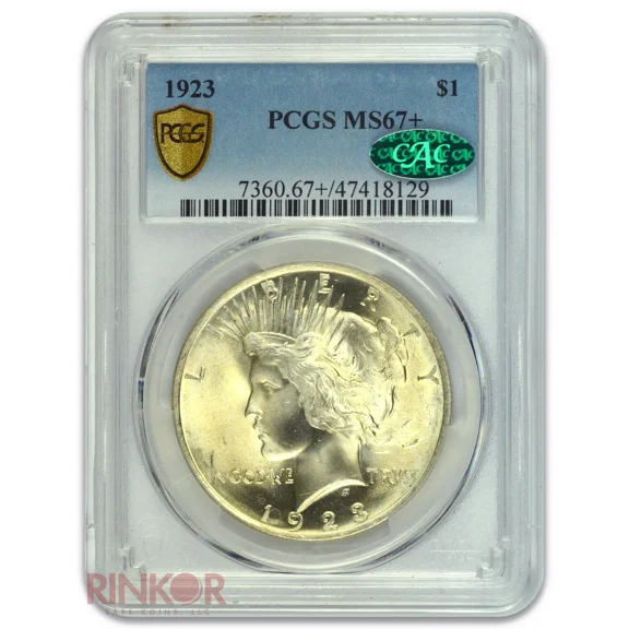 1923 $1 Peace Dollar PCGS MS 67+ CAC