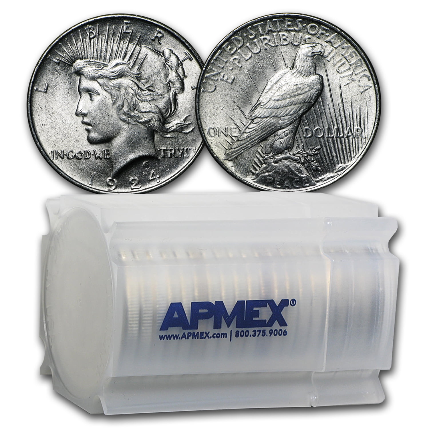 1924 Peace Silver Dollars BU (20-Coin Roll)