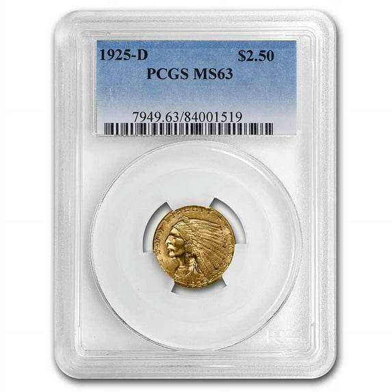 1925-D $2.50 Indian Gold Quarter Eagle MS-63 PCGS