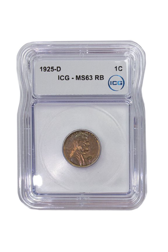 1925-D Lincoln Wheat Cent ICG MS63 RB BU - Graded Coin