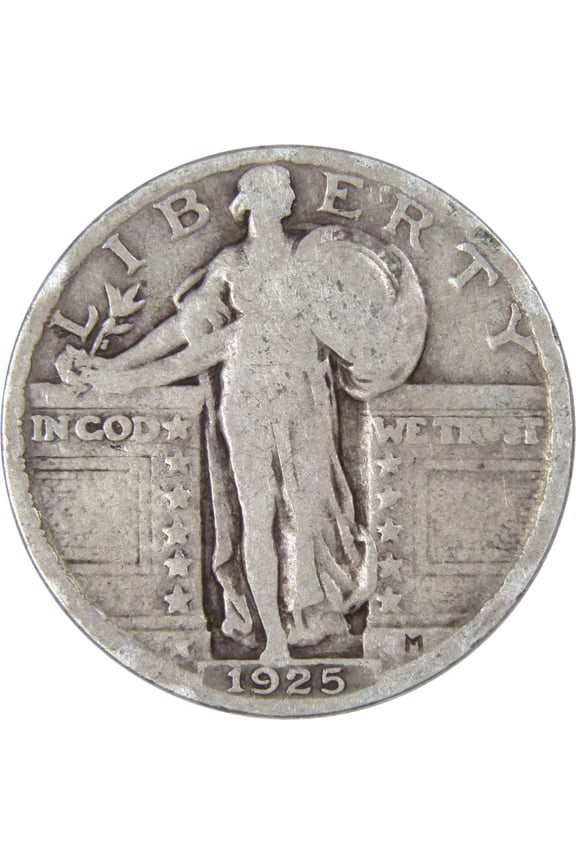 1925 Standing Liberty Quarter G Good 90% Silver 25c US Type Coin Collectible