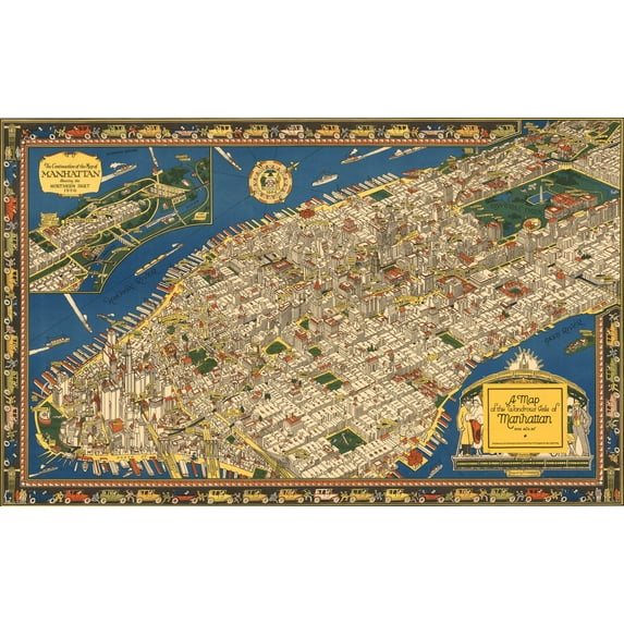 1926 A Map of the Wondrous Isle of Manhattan