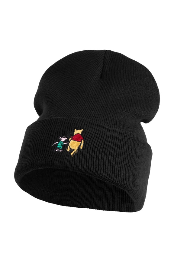 1926 Winnie-The-Pooh and Piglet Embroidered 12" Beanie - Black OSFM