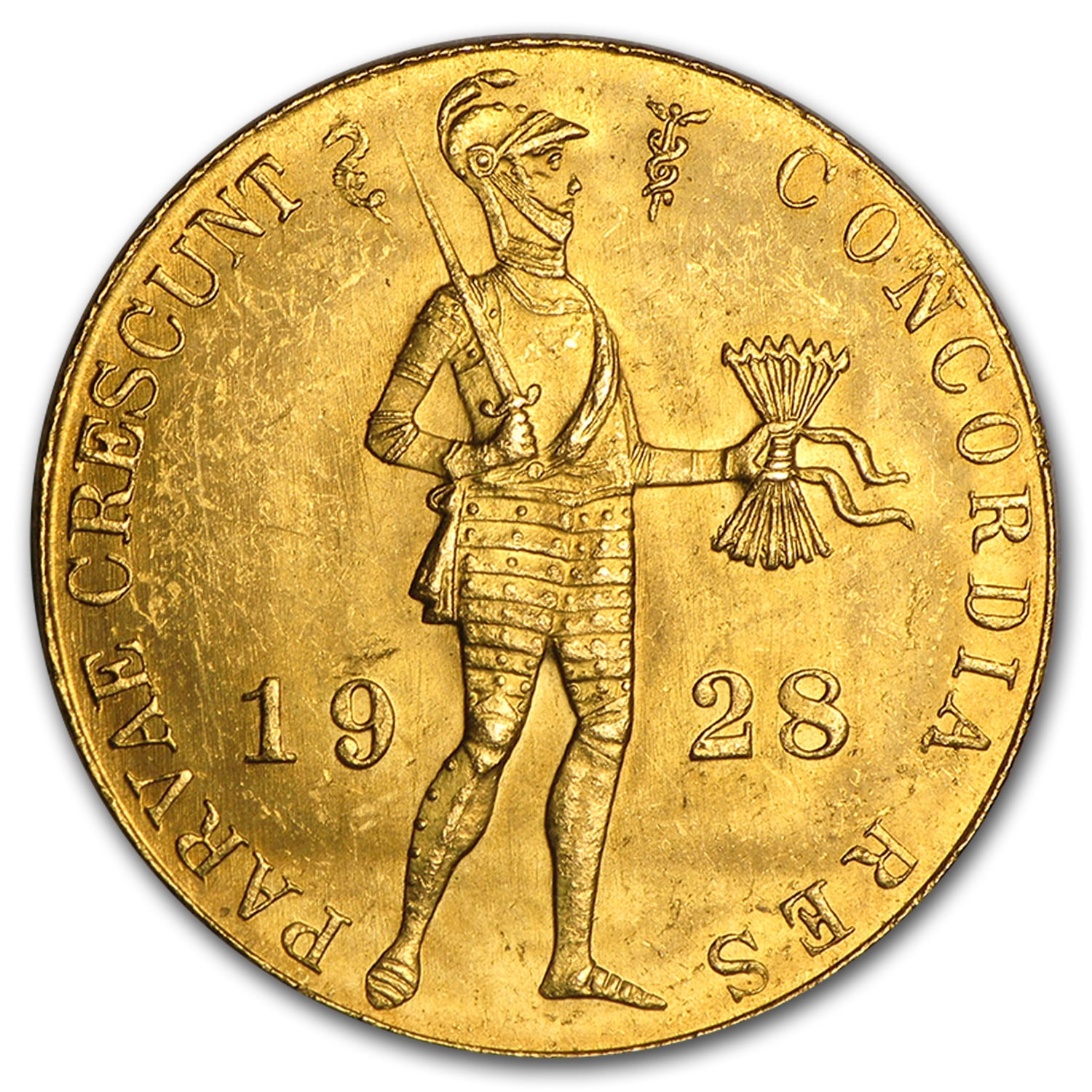 1927-1928 Netherlands Gold 1 Ducat AU