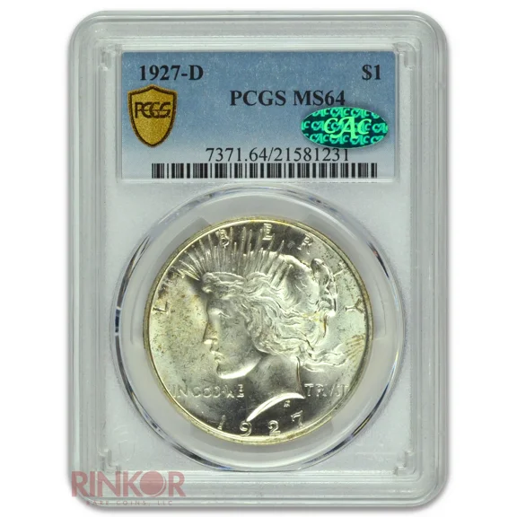 1927-D $1 Peace Dollar PCGS MS 64 CAC