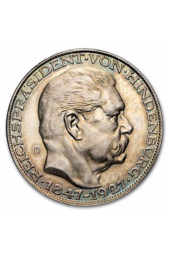 1927-D Germany Silver Hindenburg Medal AU/BU