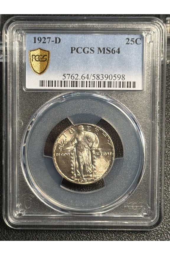 1927 D Quarter Dollars Standing Liberty Quarter PCGS MS-64