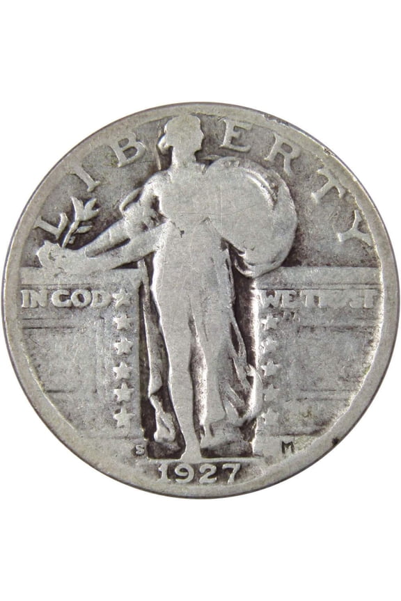 1927 S Standing Liberty Quarter G Good 90% Silver 25c US Type Coin Collectible