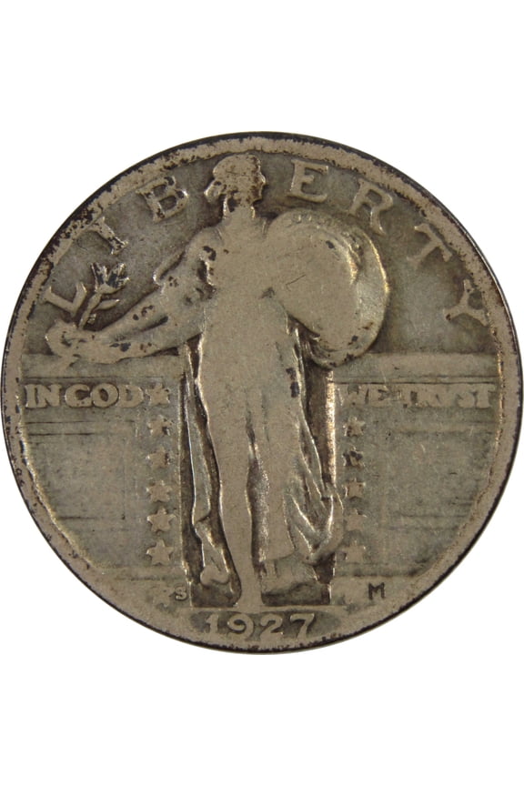 1927 S Standing Liberty Quarter VG Very Good 90% Silver 25c Coin SKU:I8144