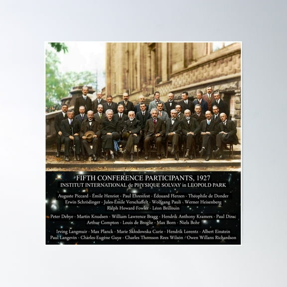 1927 Solvay Conference (Deep Space Ngc3660 Bg), Posters, Prints Poster Wall Art, Modern Wall Decor, 8x12 UNFRAMED