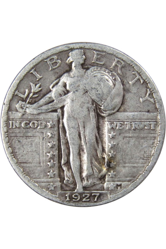 1927 Standing Liberty Quarter VG Very Good 90% Silver 25c US Type Coin