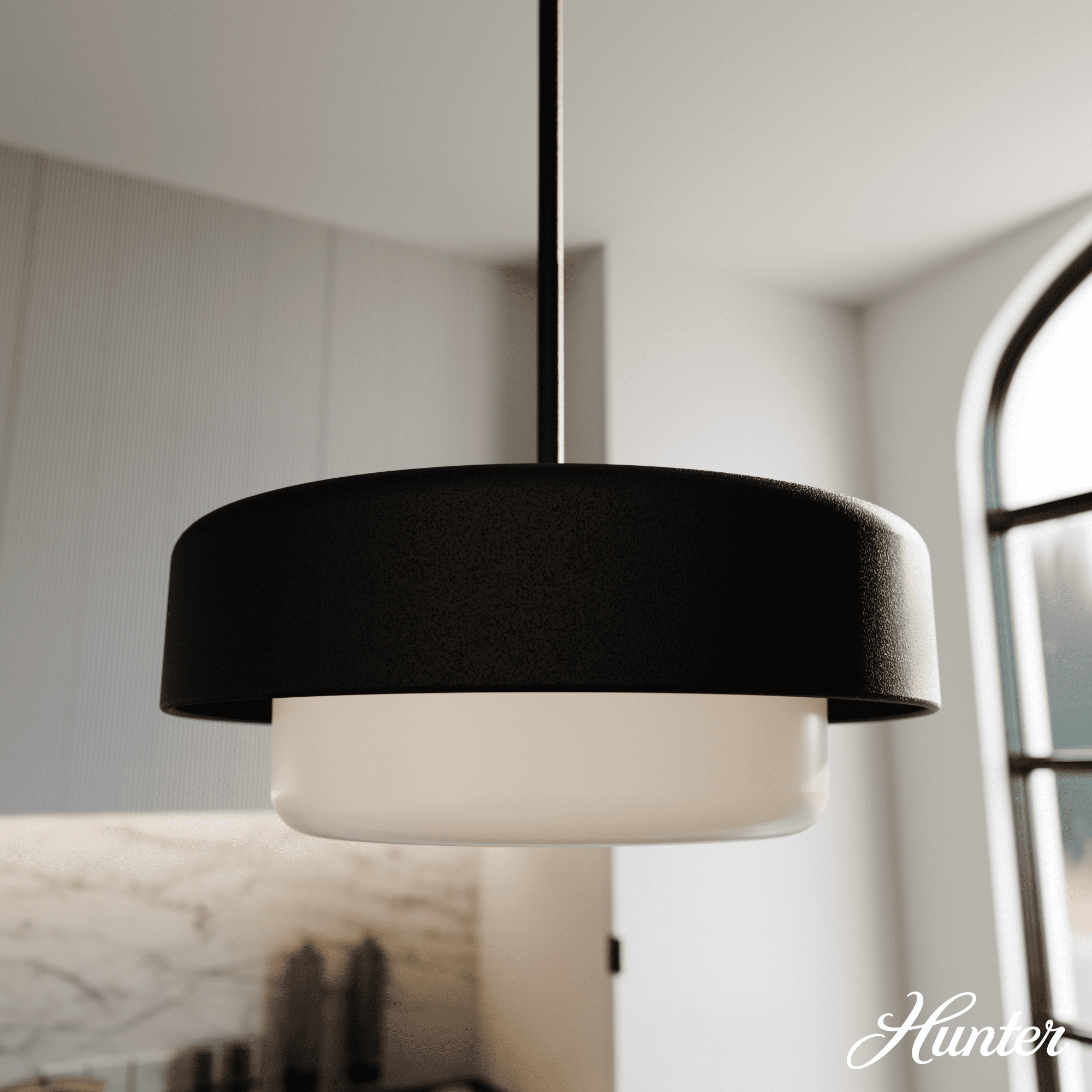 Hunter Sacha 4-Light Natural Iron Modern/Contemporary Clear Glass Urn LED Medium Hanging Pendant Light