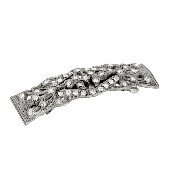1928 Bridal "Essentials" Opulent Multi Crystal Clear Bar Barrette, (1 Pcs)