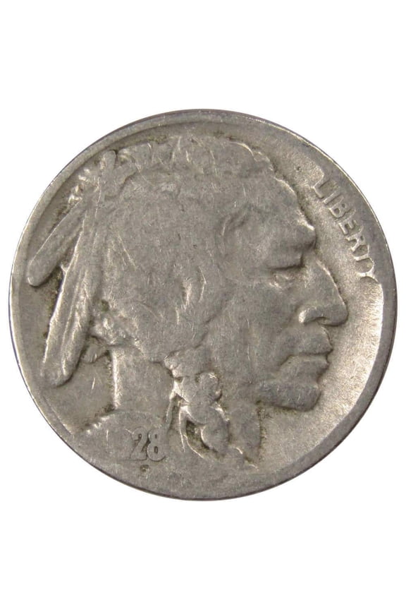 1928 Indian Head Buffalo Nickel 5 Cent Piece G Good 5c US Coin Collectible