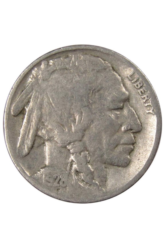 1928 Indian Head Buffalo Nickel 5 Cent Piece VG Very Good 5c US Coin Collectible