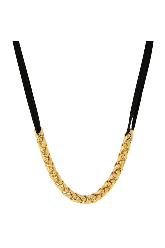 1928 Jewelry 14K Gold Dipped Chain With Faux Suede Necklace For Women 16" + 3" Extender