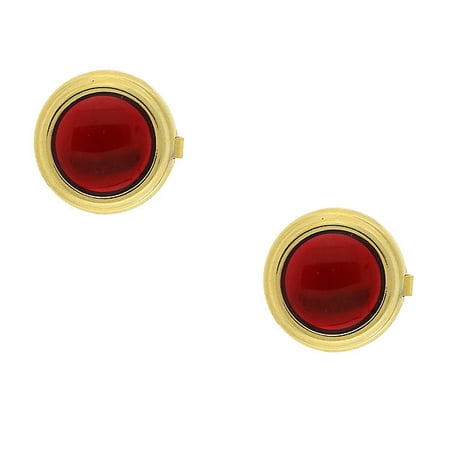 1928 Jewelry 14K Gold Dipped Enamel W/ Transparency Button Cover (Red)