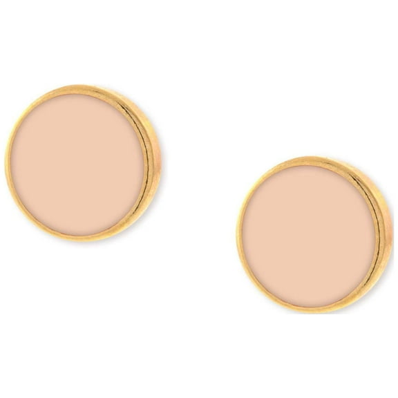 1928 Jewelry 14K Gold Dipped Large Round Enamel Button Earrings (Peach)