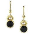 thumbnail image 1 of 1928 Jewelry 14K Gold Dipped Round Crystal Wire Drop Earring (Black), 1 of 4
