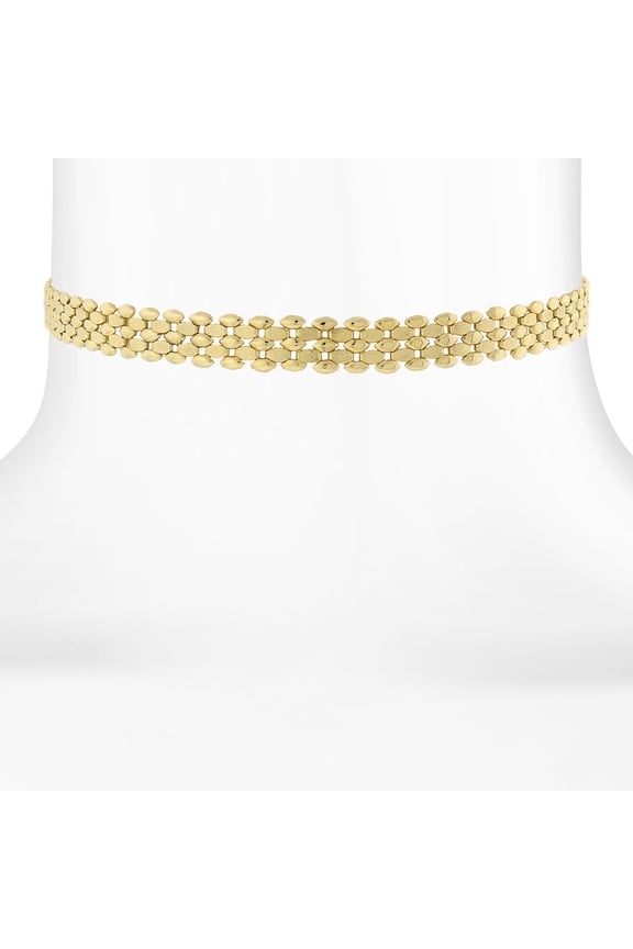 1928 Jewelry 14K Gold Dipped Textured Chain Choker Necklace For Women 12" + 5" Extender