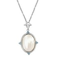 thumbnail image 1 of 1928 Jewelry Acquamarina Mother Of Pearl Oval Pendant Toggle Necklace For Women 30 Inches, 1 of 2