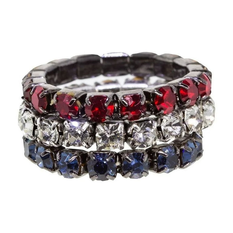 1928 Jewelry American Stripes Stackable Stretch Ring Set