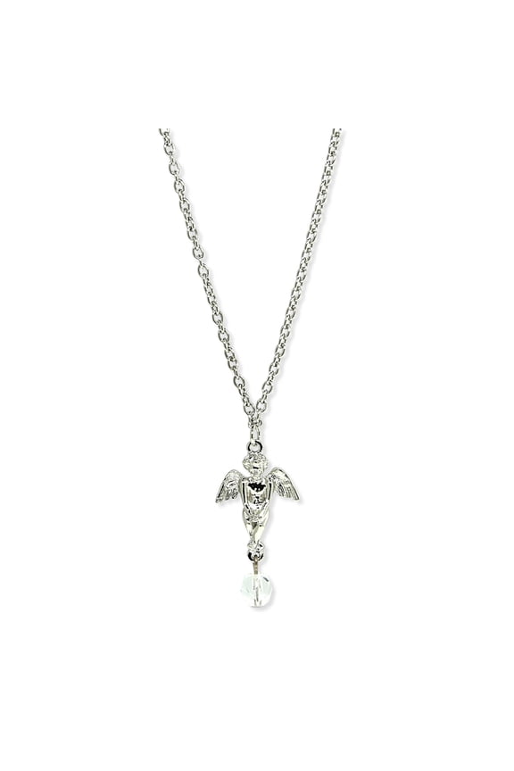 1928 Jewelry Angel With Crystal Drop Pendant Necklace 16 + 3 Extender