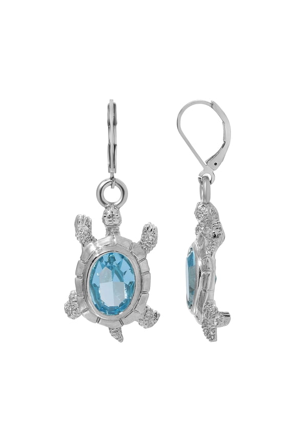 1928 Jewelry Aqua Marine Swarovski Element Turtle Drop Earrings