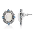 thumbnail image 1 of 1928 Jewelry Aquamarine Blue Crystal Mother Of Pearl Post Earrings, 1 of 2