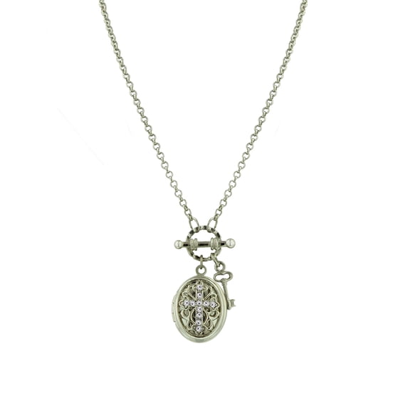 1928 Jewelry Birthstone Cross Locket Necklace 24