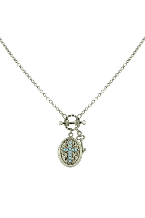 1928 Jewelry Birthstone Cross Locket Necklace 24