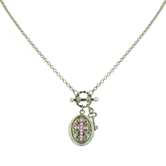 1928 Jewelry Birthstone Cross Locket Necklace 24