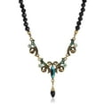 thumbnail image 1 of 1928 Jewelry Black Beaded Art Nouveau Style Multi AB Glass Stone Drop Pendant Necklace 16 + 3 Extender, 1 of 1