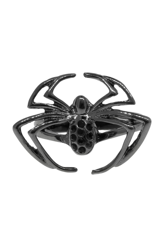 1928 Jewelry Black Spider Hematite Stone Ring Size 8