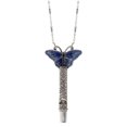 thumbnail image 1 of 1928 Jewelry Blue and Black Enamel Butterfly Etched Filigree Whistle Necklace For Women 30", 1 of 2