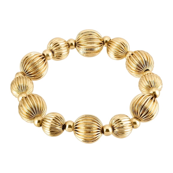 1928 Jewelry Callisto Round Corrugated Ball Stretch Bracelet