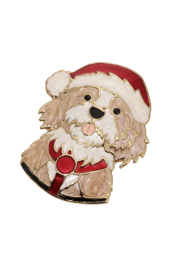 1928 Jewelry Christmas Puppy Brooch