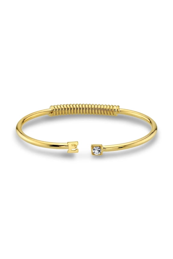 1928 Jewelry Crystal Accent With Initial Cuff Bracelet
