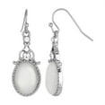 thumbnail image 1 of 1928 Jewelry Crystal And White Cats Eye Oval Drop Earrings, 1 of 4
