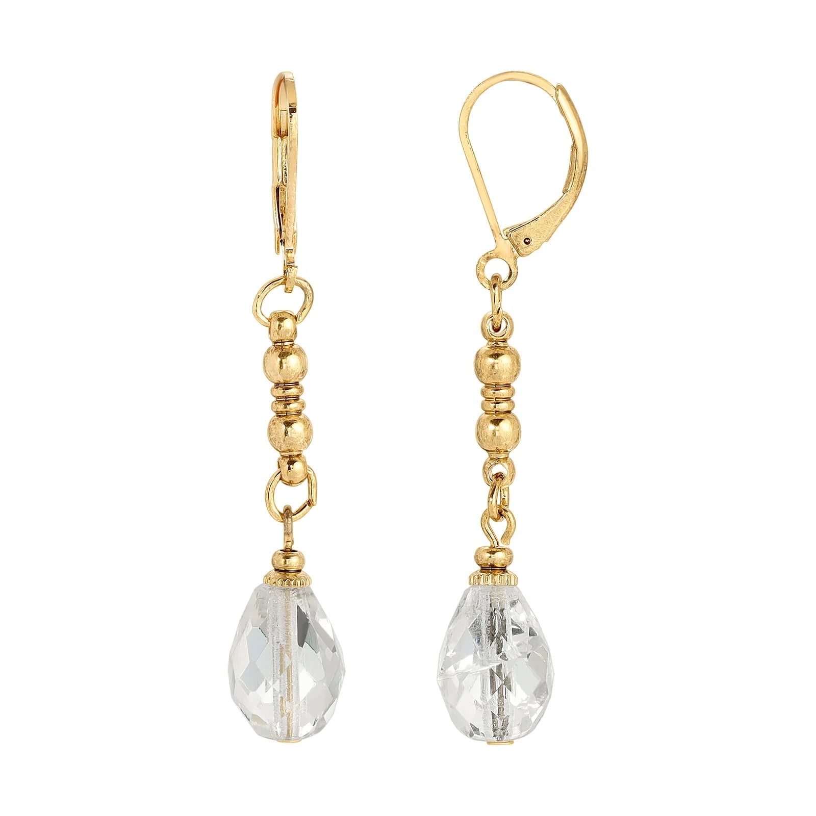 1928 Jewelry Crystal Clear Euro Fire Polished Crystal Linear Earrings