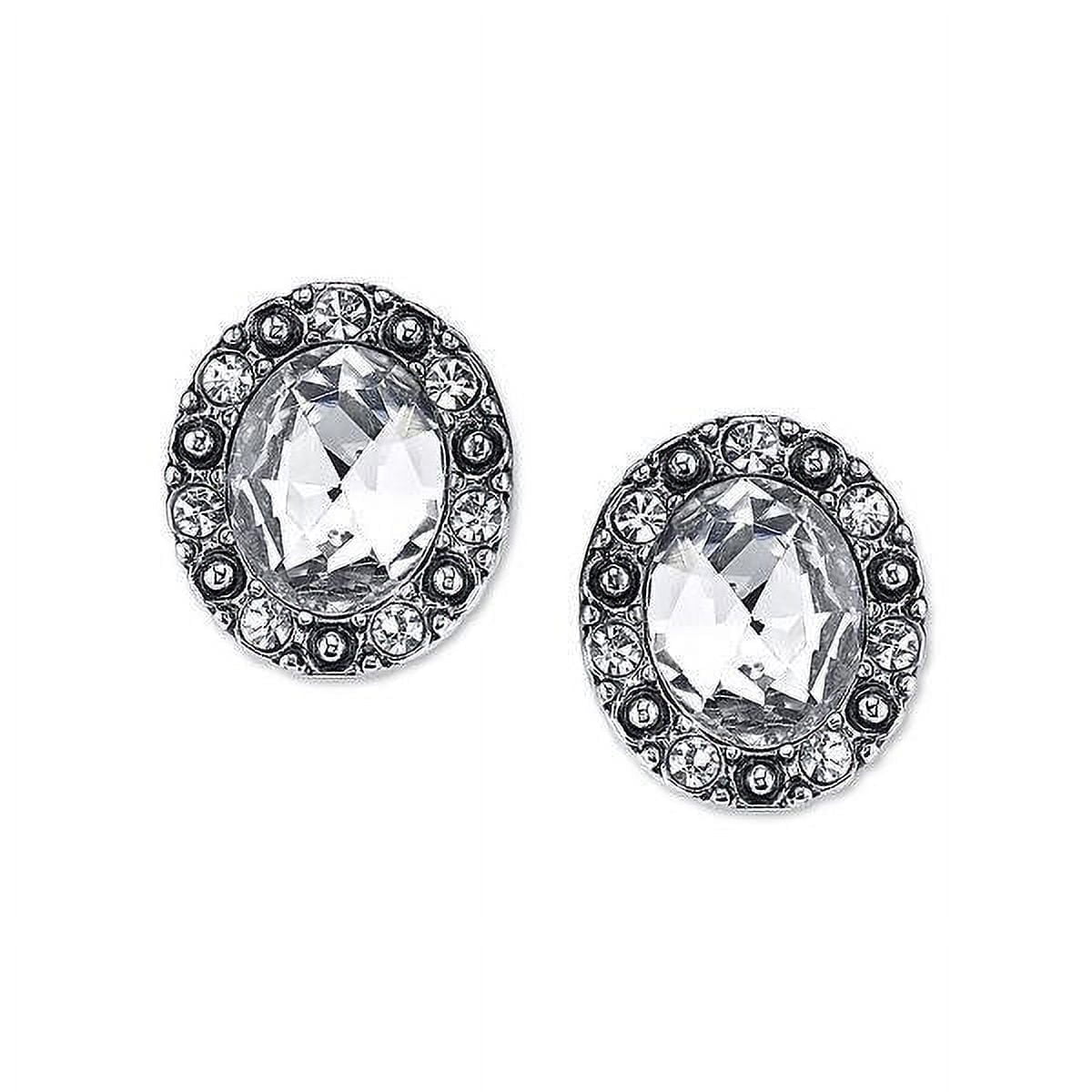 1928 Jewelry Crystal Clear Post Button Earrings