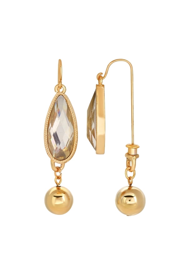 1928 Jewelry Crystal Clear Teardrop Front Back Earrings